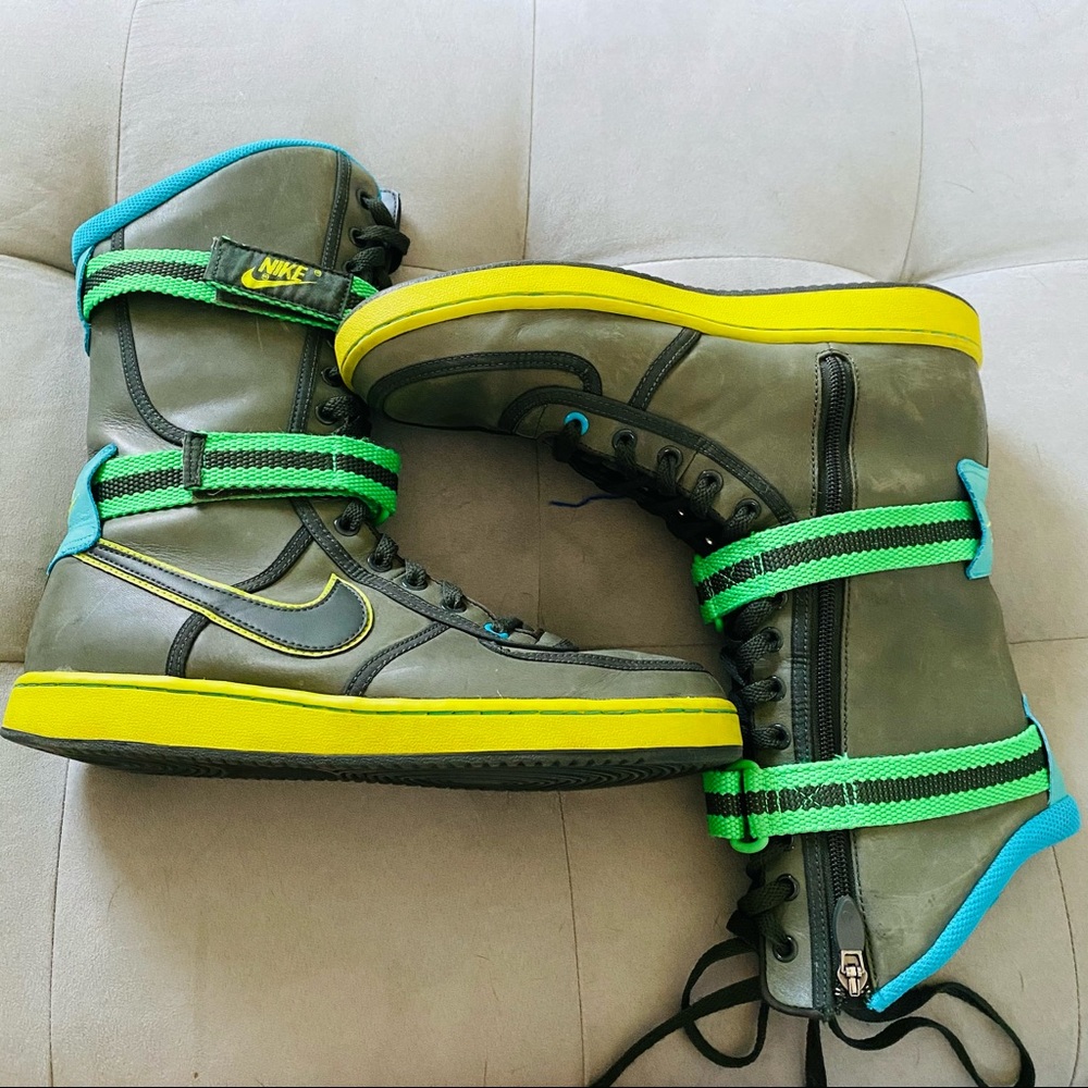 Nike Grey + Green + Yellow Zippered Sneaker Boots